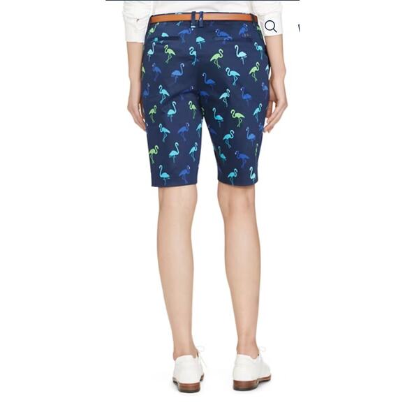 Polo Golf Ralph Lauren Flamingo Print Sateen Bermuda Shorts Size 8 - Picture 1 of 8